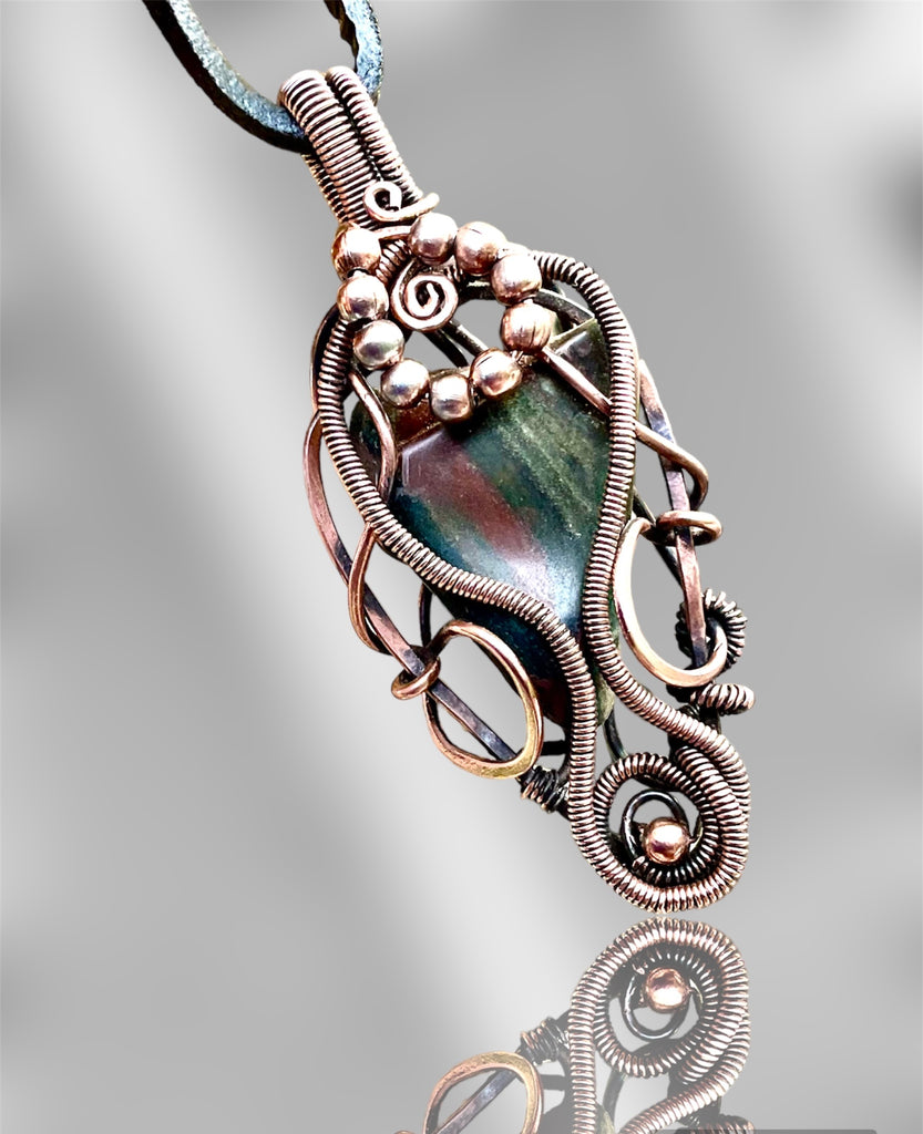 Bloodstone Freeform Wire Wrapped Pendant - Connie’s Crystals 
