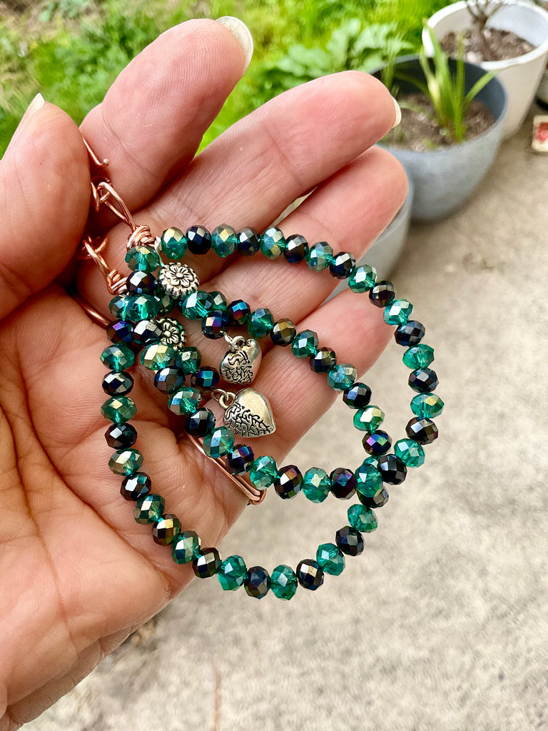 Green And Black Crystal Hoop Earrings - Connie’s Crystals 