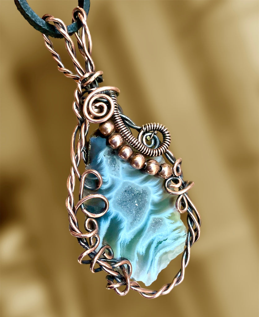 Black & White Wire Wrapped Druzy Geode Agate - Connie’s Crystals 