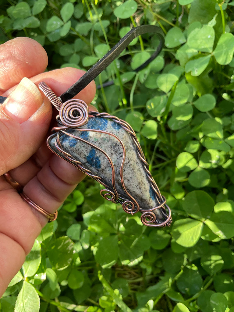 Azurite In Granite K2 Wire Wrapped Pendant - Connie’s Crystals 
