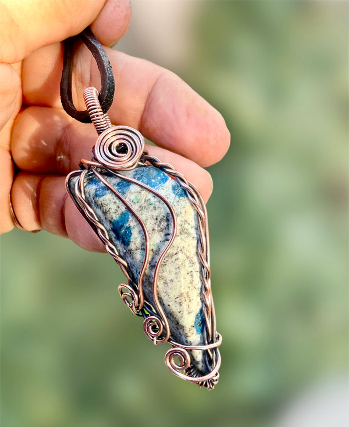 Azurite In Granite K2 Wire Wrapped Pendant - Connie’s Crystals 