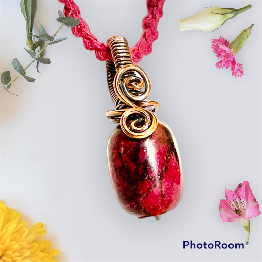 Red Kunzite Wire Wrapped Pendant - Connie’s Crystals 