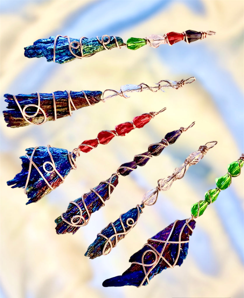 Black Kyanite Titanium Aura Witches Broomstick - Connie’s Crystals 