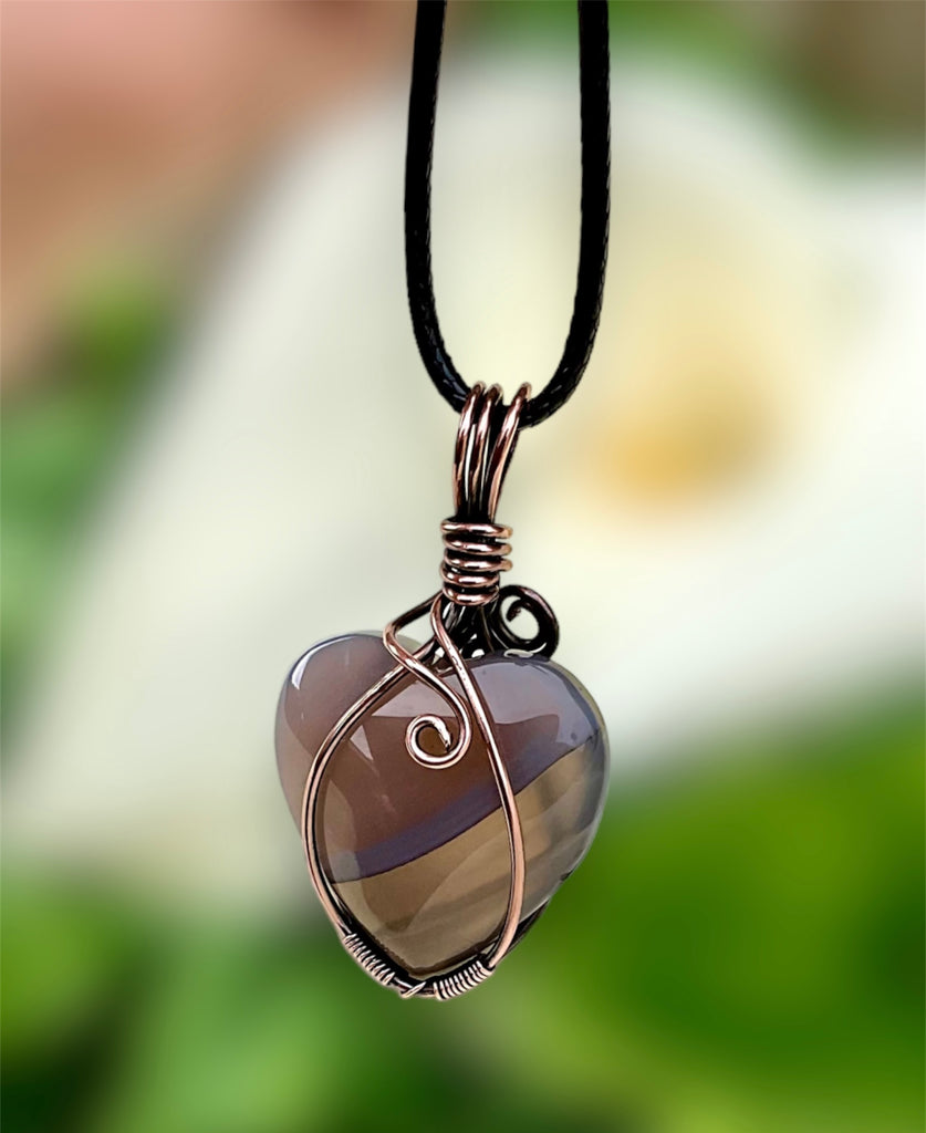 Striped Agate Heart Shaped Pendant - Connie’s Crystals 
