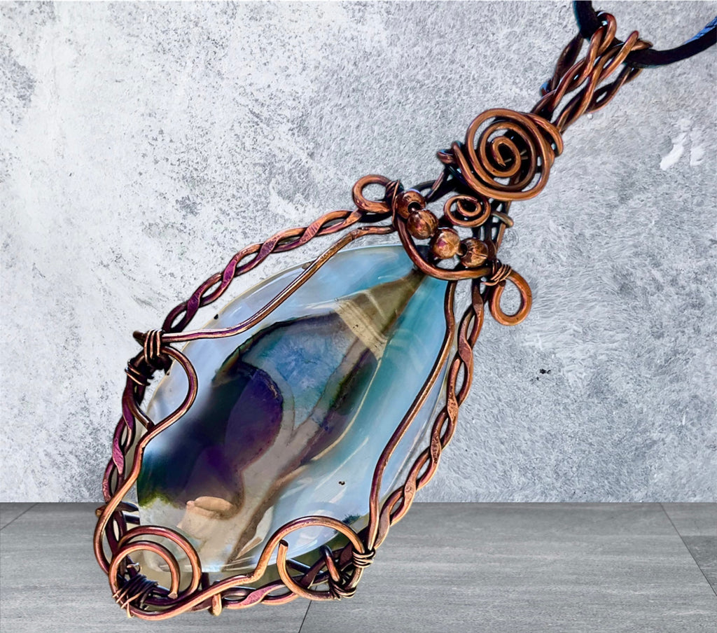 Druzy Geode Agate Large Wire Wrapped Pendant - Connie’s Crystals 
