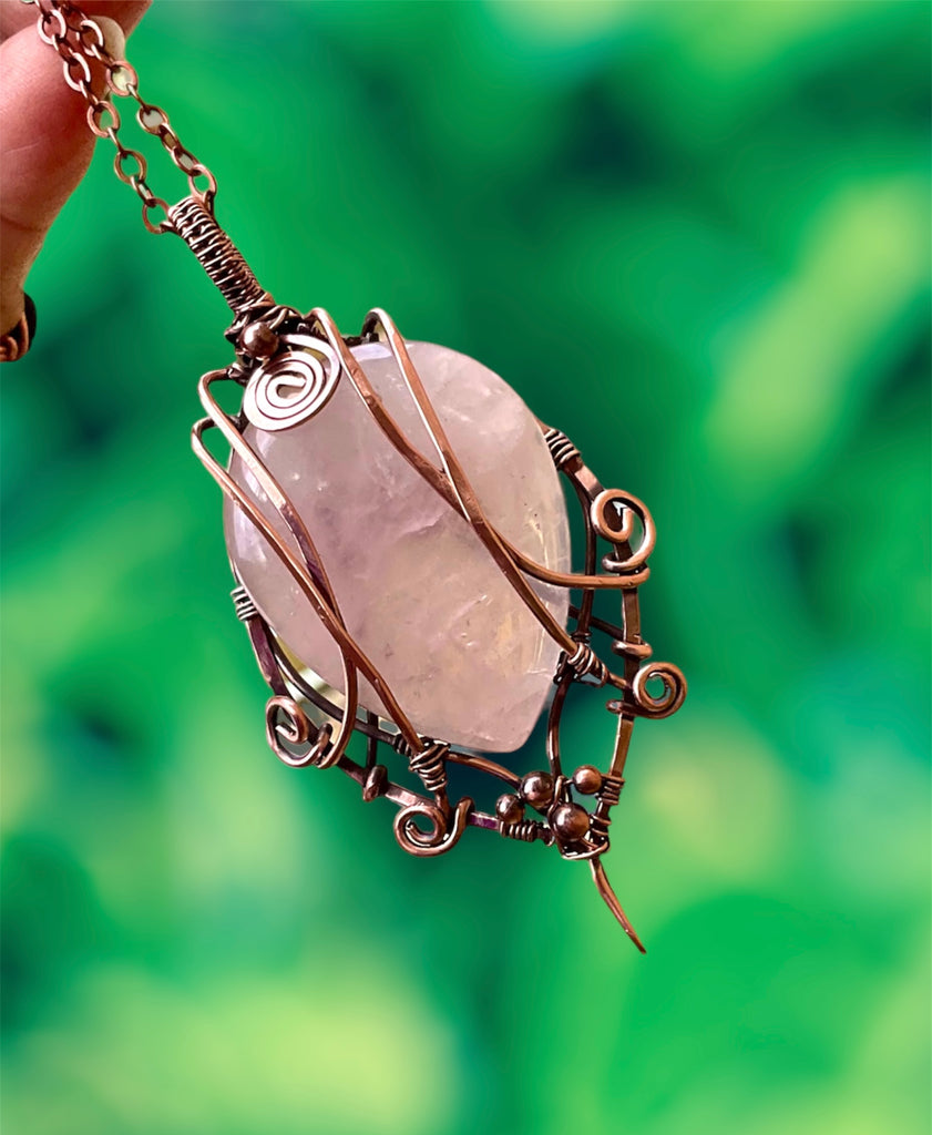 Rose Quartz Wire Wrapped Worry Stone - Connie’s Crystals 