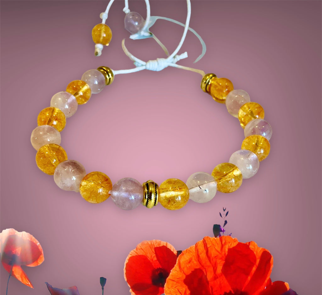 Amethyst & Citrine Beaded Bracelet - Connie’s Crystals 
