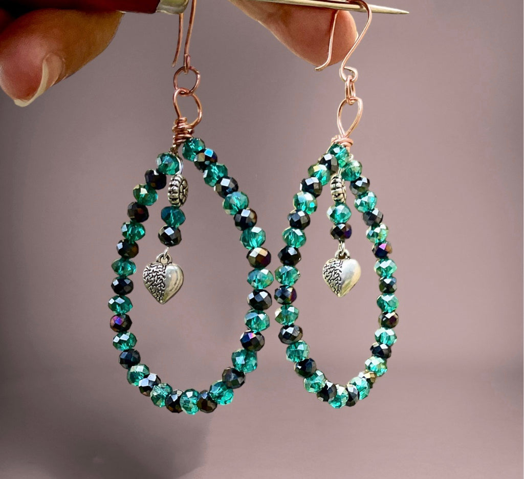 Green And Black Crystal Hoop Earrings - Connie’s Crystals 