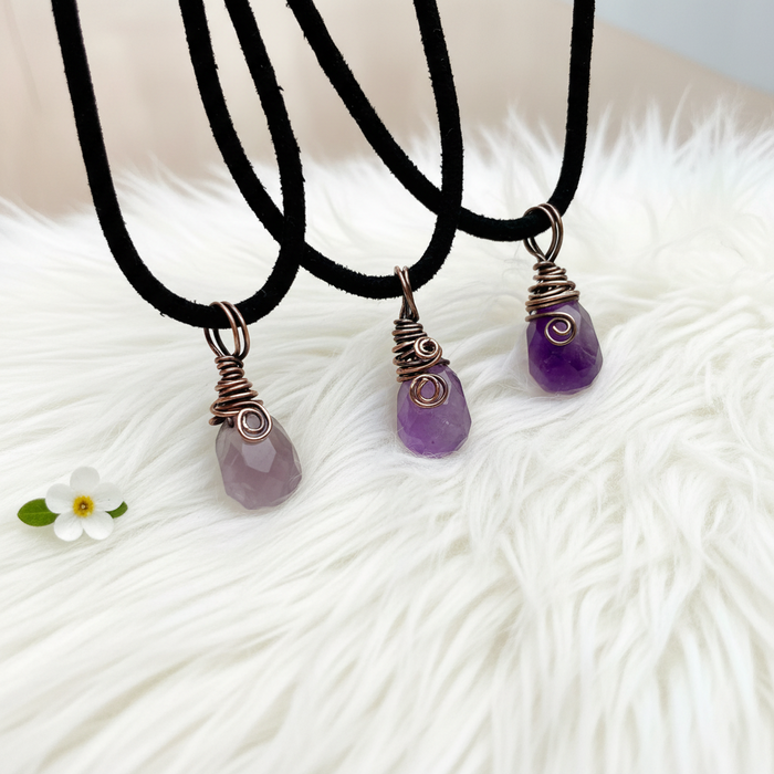 Amethyst Faceted Wire Wrapped Pendants - Connie’s Crystals 