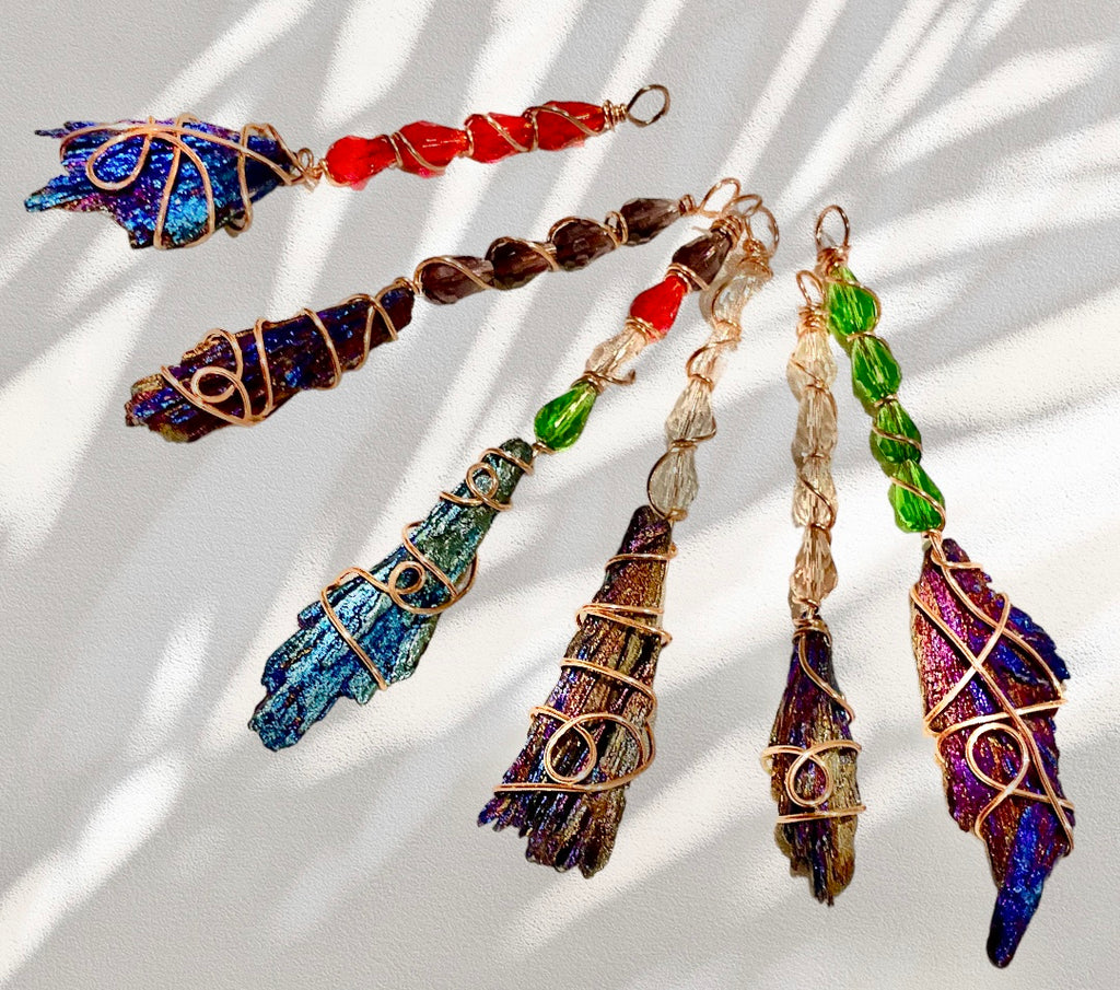 Black Kyanite Titanium Aura Witches Broomstick - Connie’s Crystals 