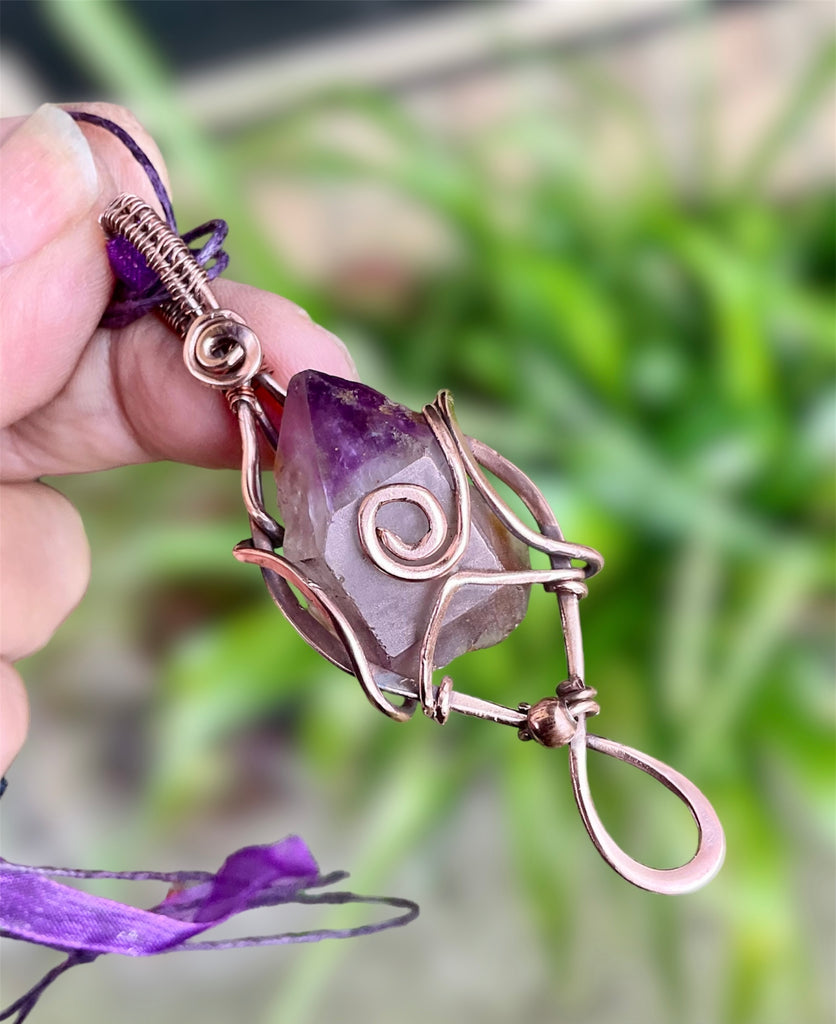 Large Amethyst Wire Wrapped Point Pendant - Connie’s Crystals 