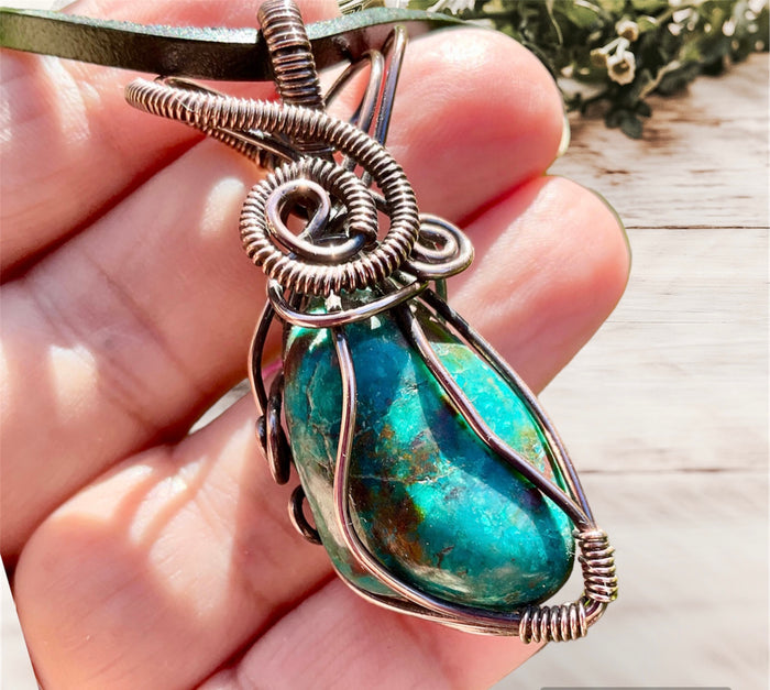 Chrysocolla Wire Wrapped Pendant - Connie’s Crystals 