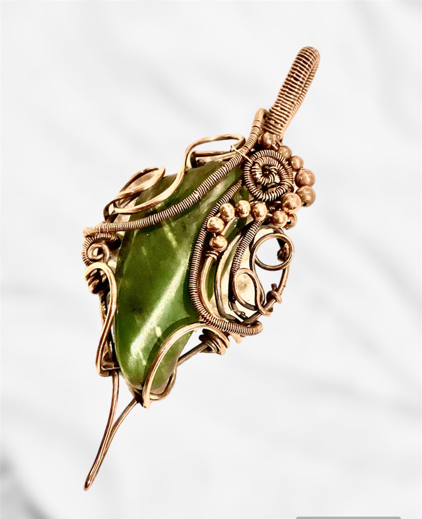 Green Jade Wire Wrapped Pendant - Connie’s Crystals 