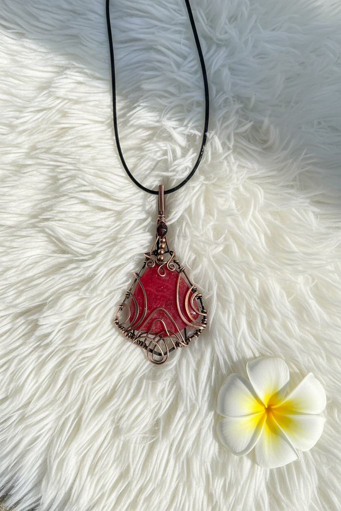 Rhodochrosite Wire Wrapped Pendant
