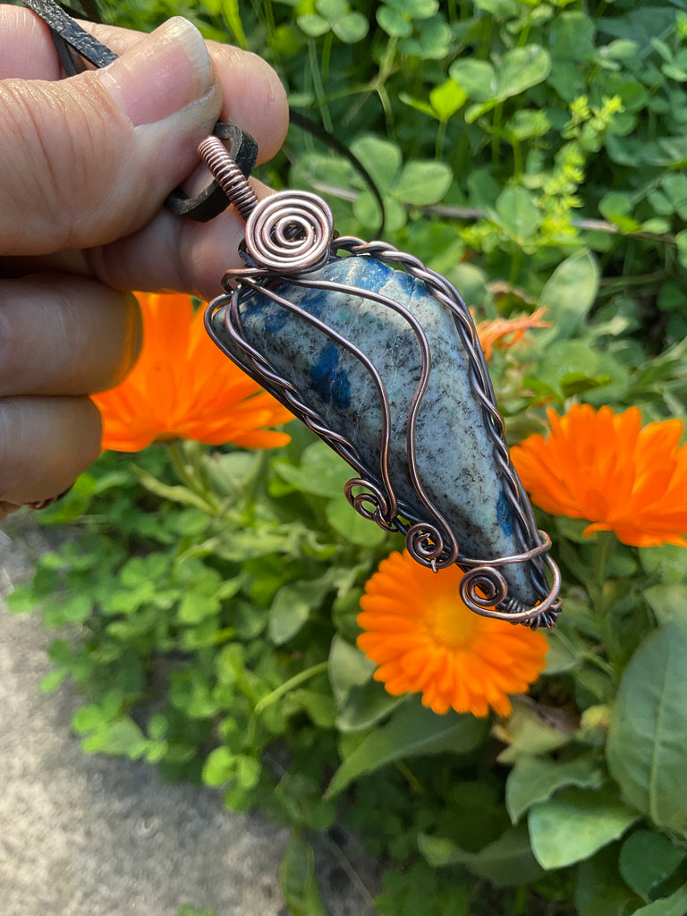 Azurite In Granite K2 Wire Wrapped Pendant - Connie’s Crystals 