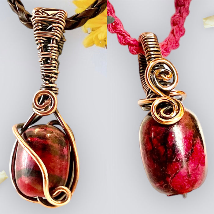 Red Kunzite Wire Wrapped Pendant - Connie’s Crystals 