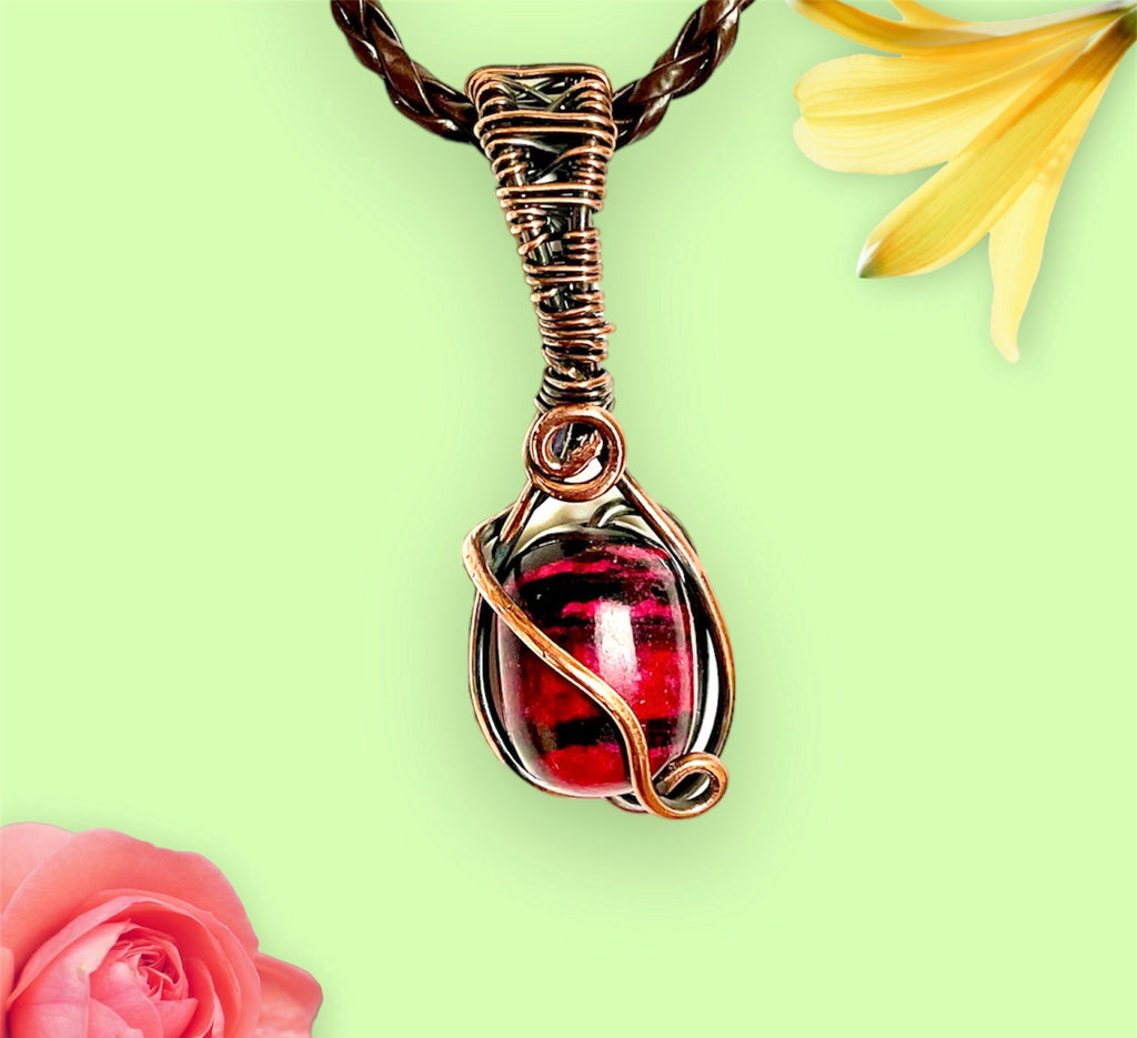 Red Kunzite Wire Wrapped Pendant - Connie’s Crystals 