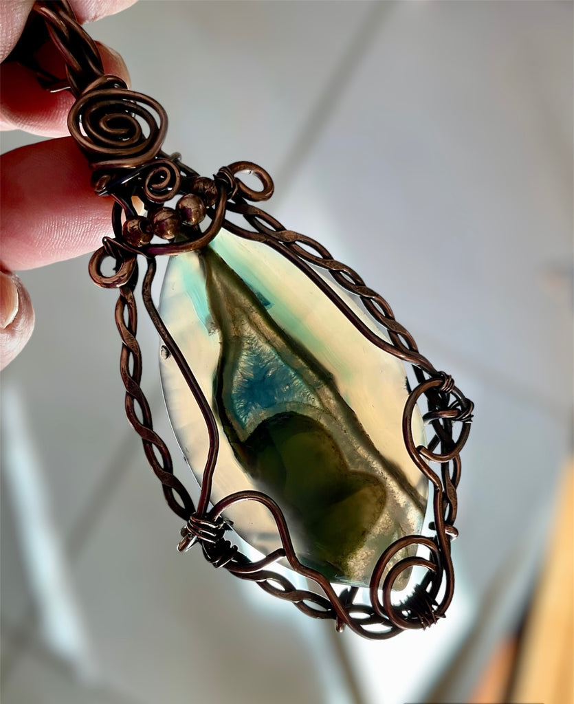 Druzy Geode Agate Large Wire Wrapped Pendant - Connie’s Crystals 