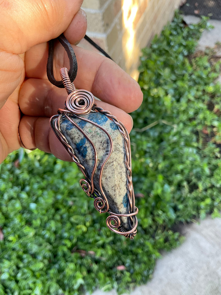 Azurite In Granite K2 Wire Wrapped Pendant - Connie’s Crystals 