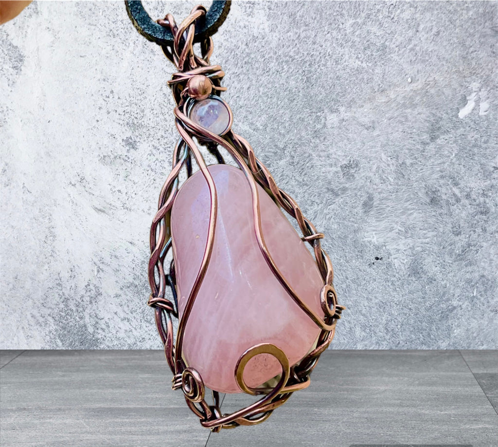 Rose Quartz Wire Wrapped Pendant - Connie’s Crystals 