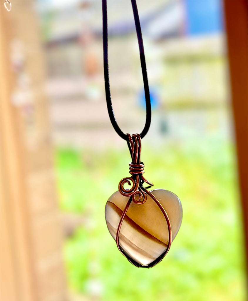 Striped Agate Heart Shaped Pendant - Connie’s Crystals 