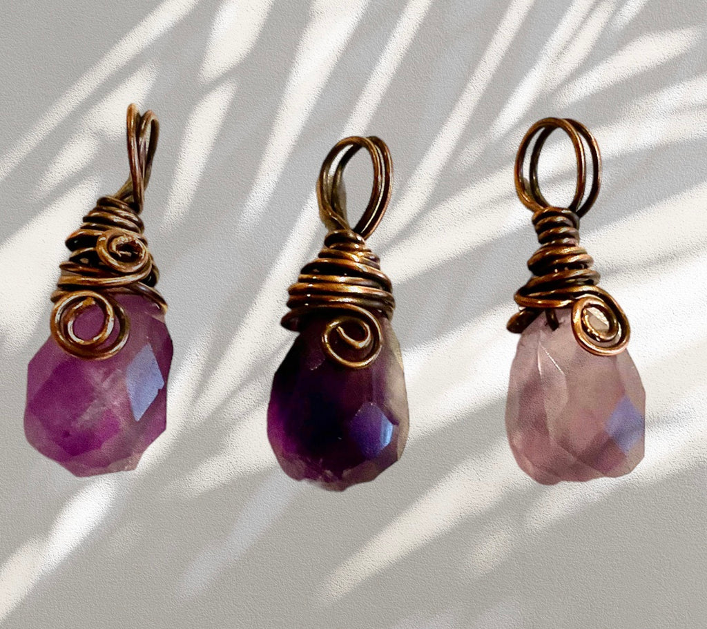 Amethyst Faceted Wire Wrapped Pendant - Connie’s Crystals 