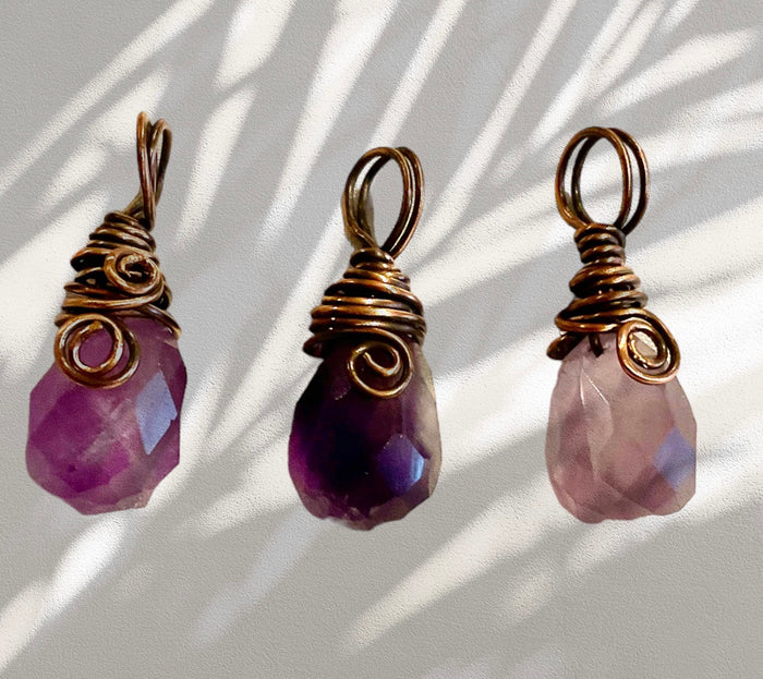 Amethyst Faceted Wire Wrapped Pendant - Connie’s Crystals 