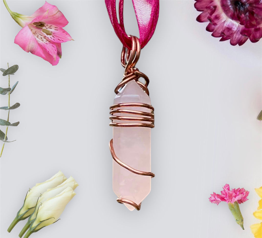 Rose Quartz Wire Wrapped Point - Connie’s Crystals 