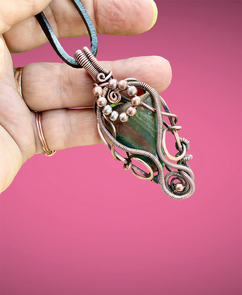 Bloodstone Freeform Wire Wrapped Pendant - Connie’s Crystals 