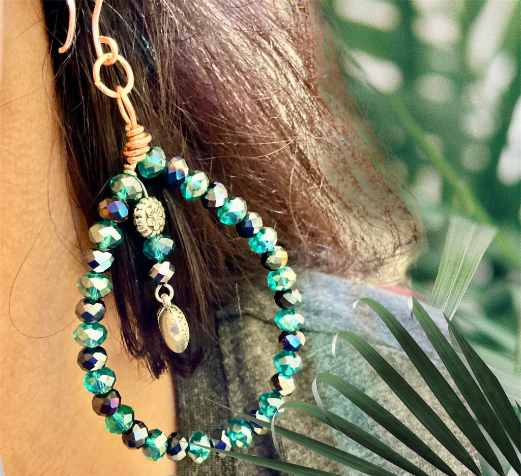 Green And Black Crystal Hoop Earrings - Connie’s Crystals 