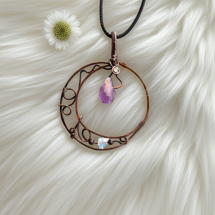 Amethyst Crescent Moon Pendant - Connie’s Crystals 