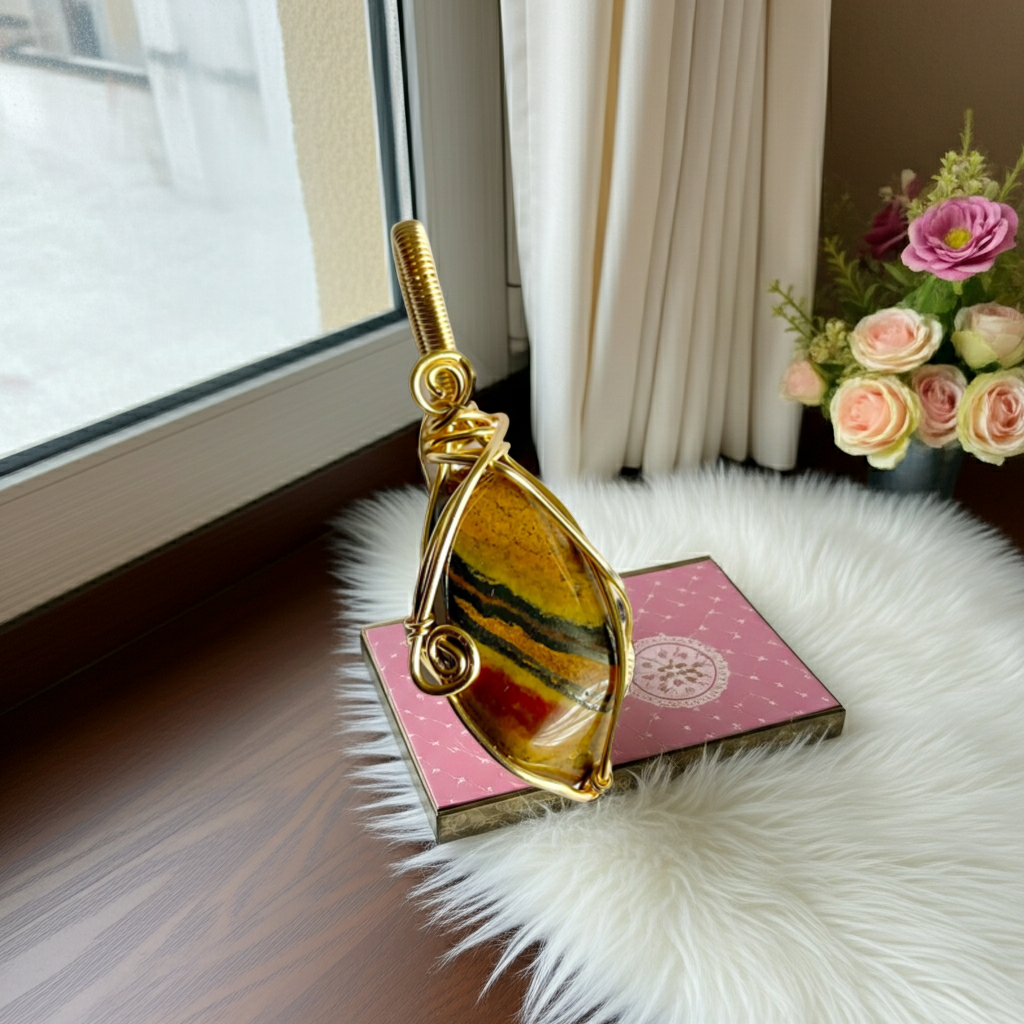 Tiger Eye 14K Gold-Plated Wire Wrapped Pendants