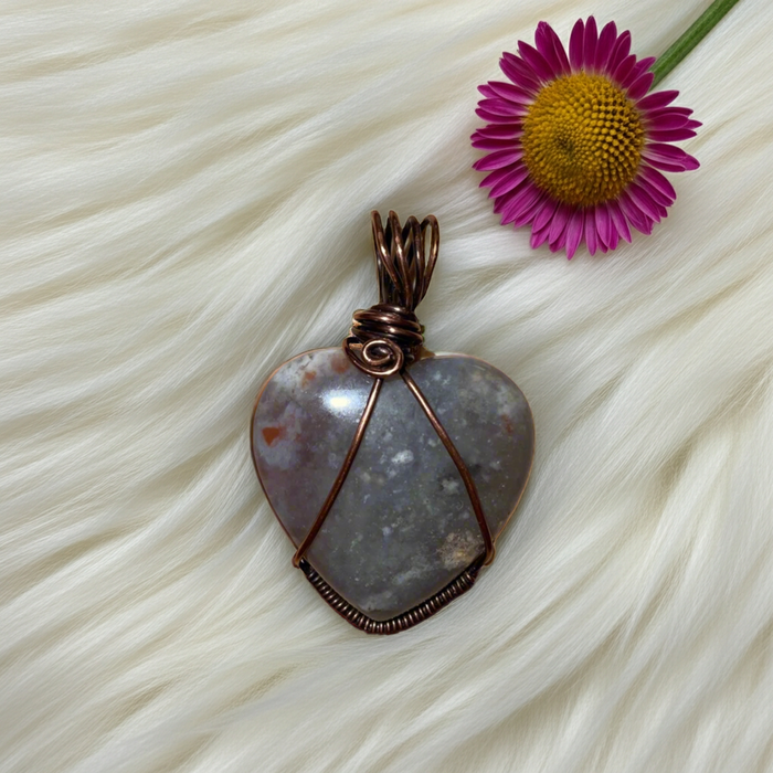 Pigeon Agate Puffy Heart Pendant - Connie’s Crystals 