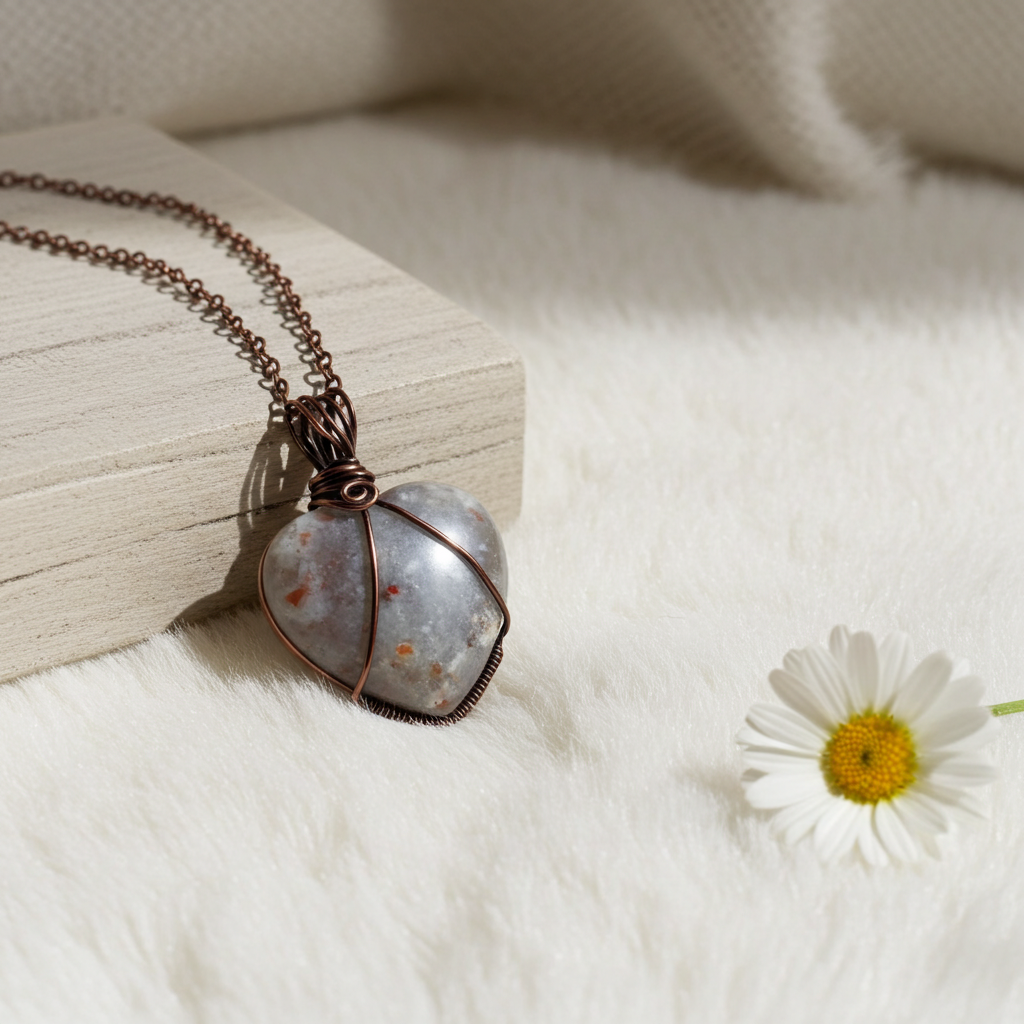 Pigeon Agate Puffy Heart Pendant - Connie’s Crystals 