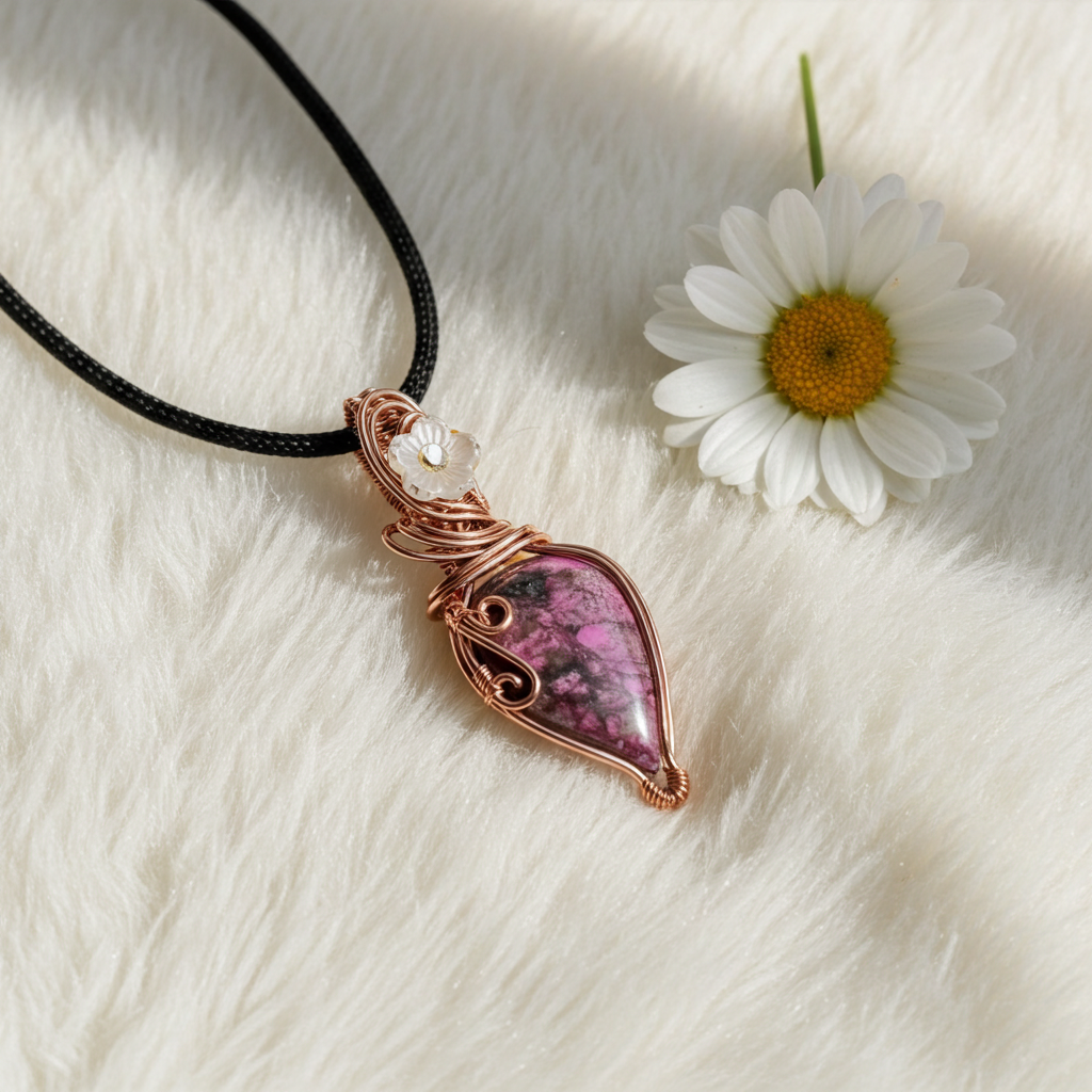 Cobalt Calcite Wire Wrapped Pendant