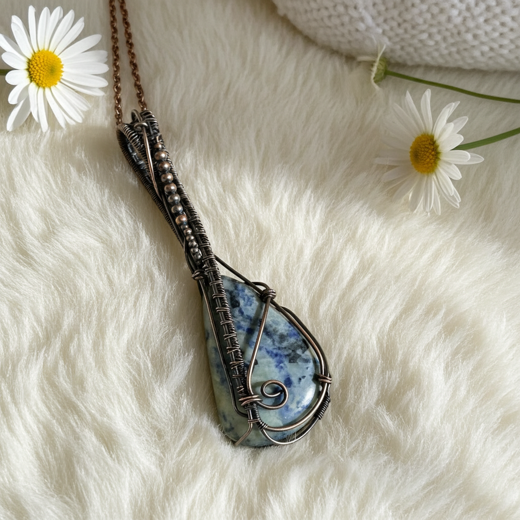Sodalite Wire Wrapped Pendant - Connie’s Crystals 