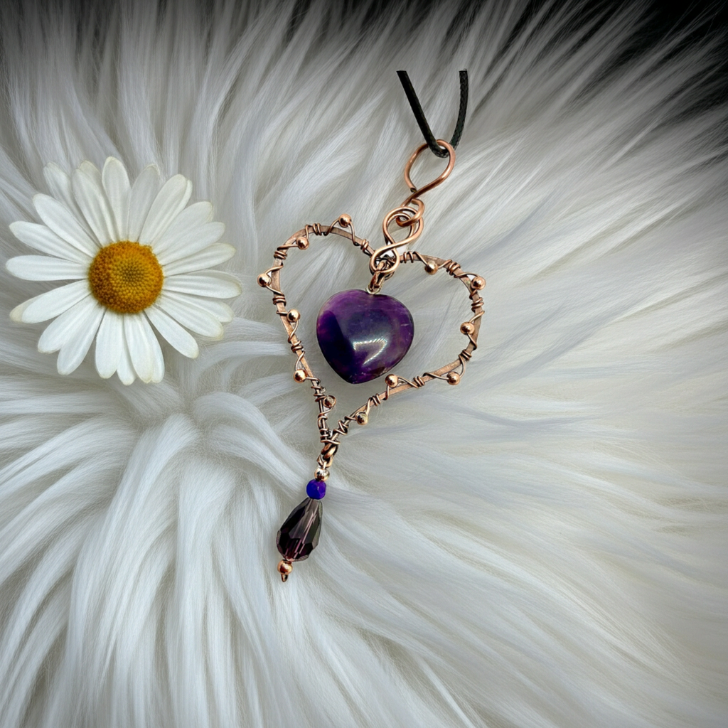 Amethyst Heart in Heart Shaped Frame - Connie’s Crystals 