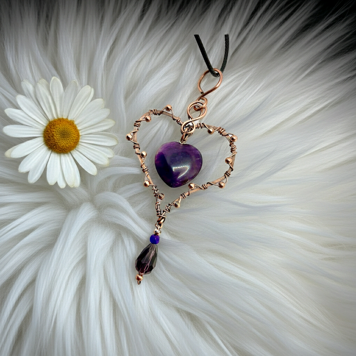 Amethyst Heart in Heart Shaped Frame - Connie’s Crystals 