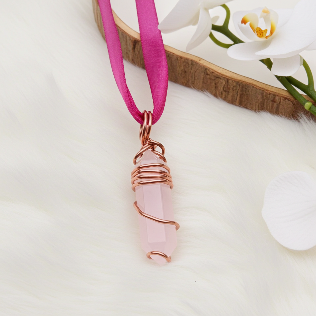 Rose Quartz Wire Wrapped Point - Connie’s Crystals 
