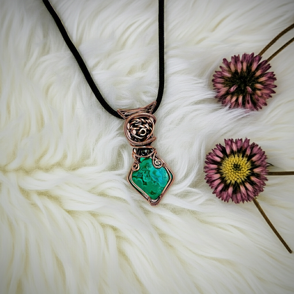 Chrysocolla in Malachite Pendant - Connie’s Crystals 