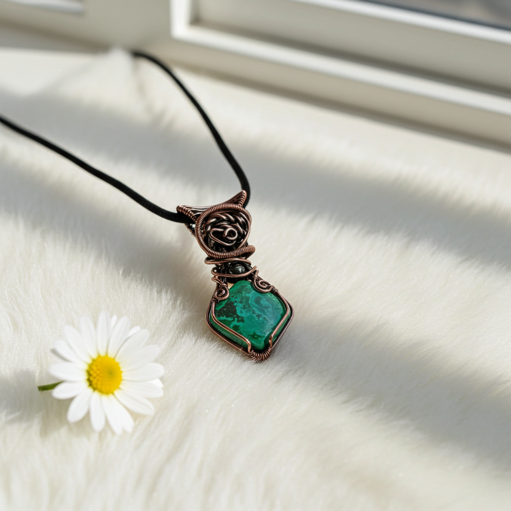 Chrysocolla in Malachite Pendant - Connie’s Crystals 