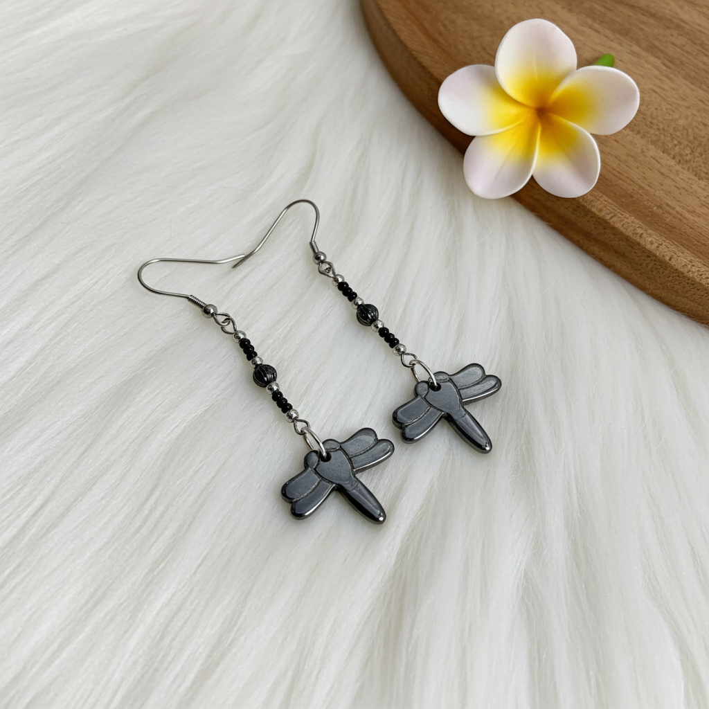 Haematite Dragonfly Earrings - Connie’s Crystals 