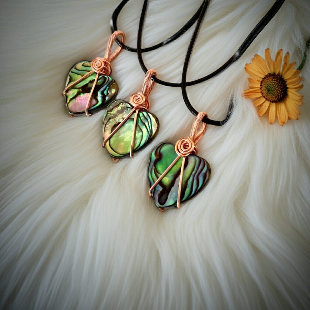 Abalone (Paua) Shell Heart Shaped Pendants