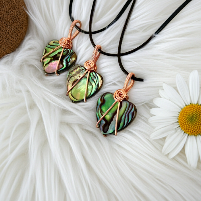Abalone (Paua) Shell Heart Shaped Pendants