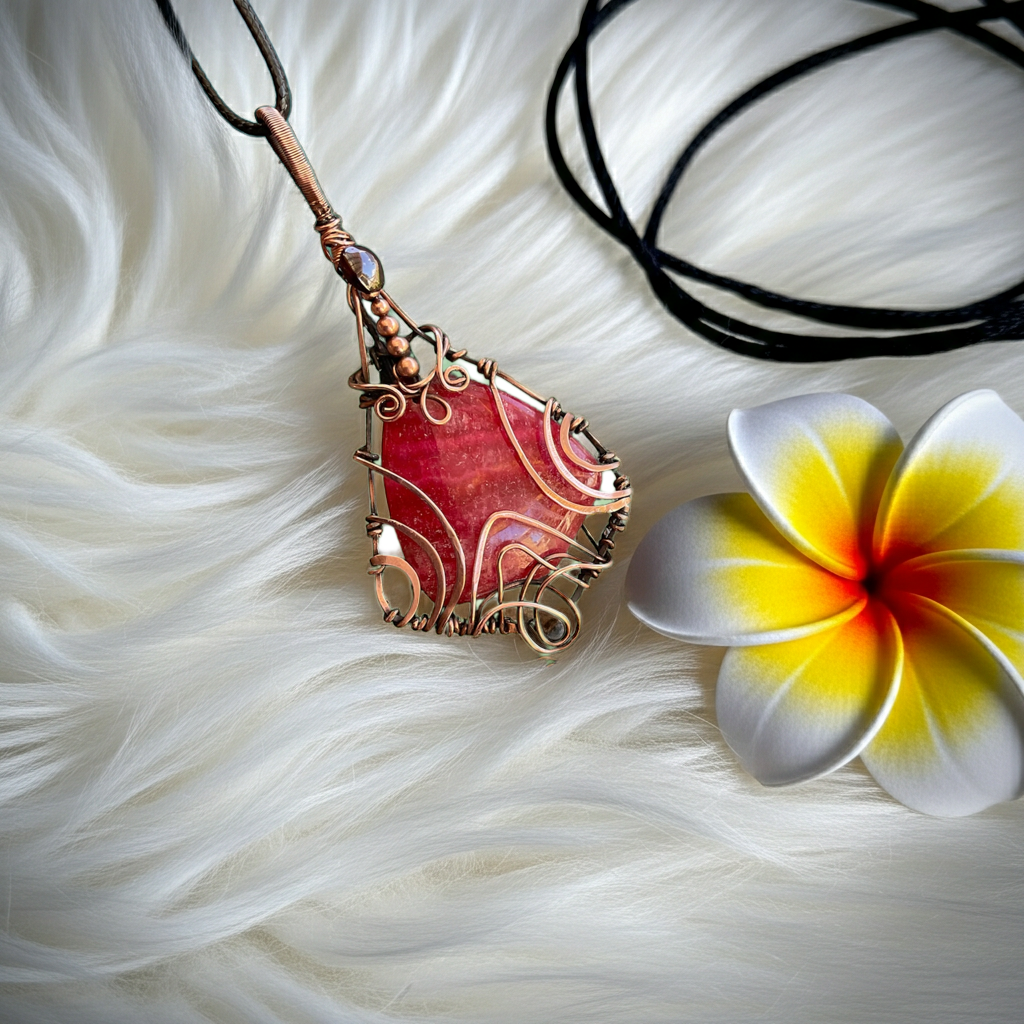 Rhodochrosite Wire Wrapped Pendant