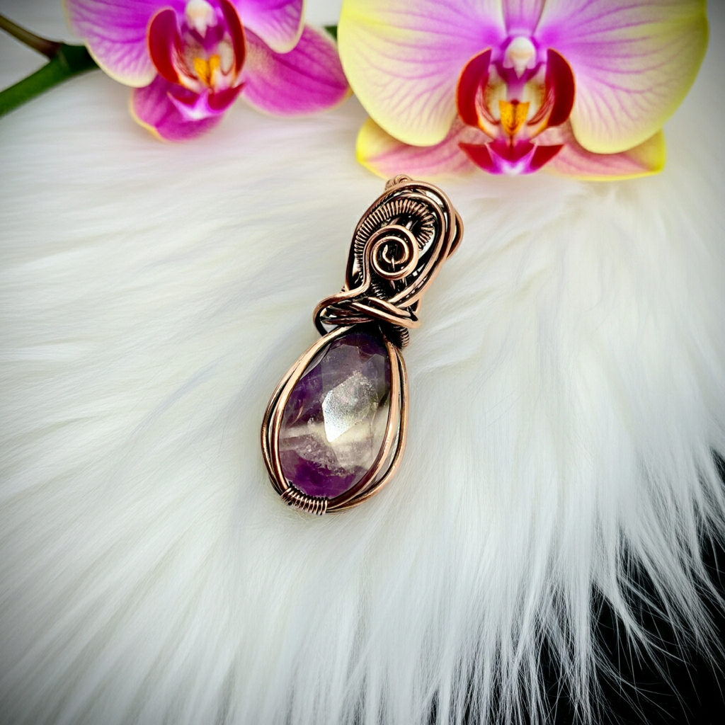 Rose Cut Amethyst Teardrop Pendant