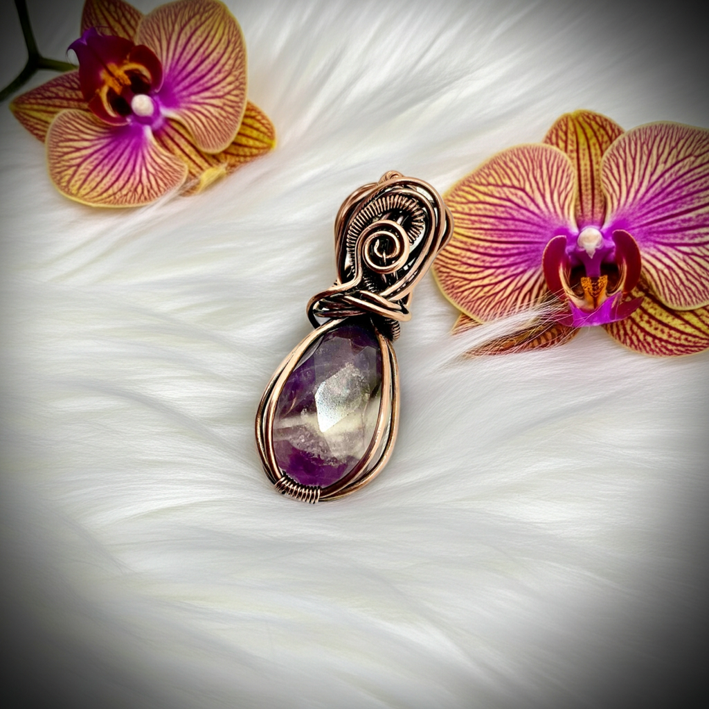 Rose Cut Amethyst Teardrop Pendant