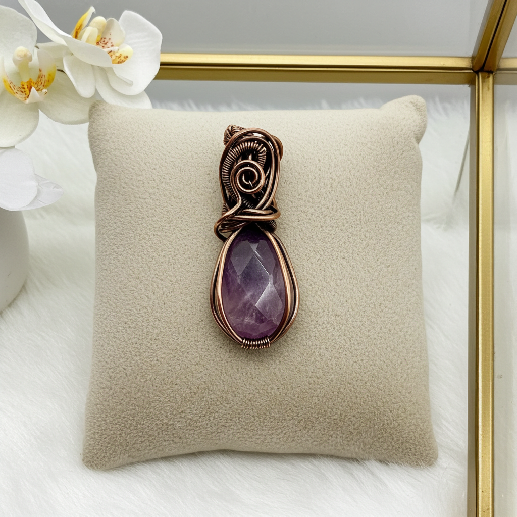Rose Cut Amethyst Teardrop Pendant