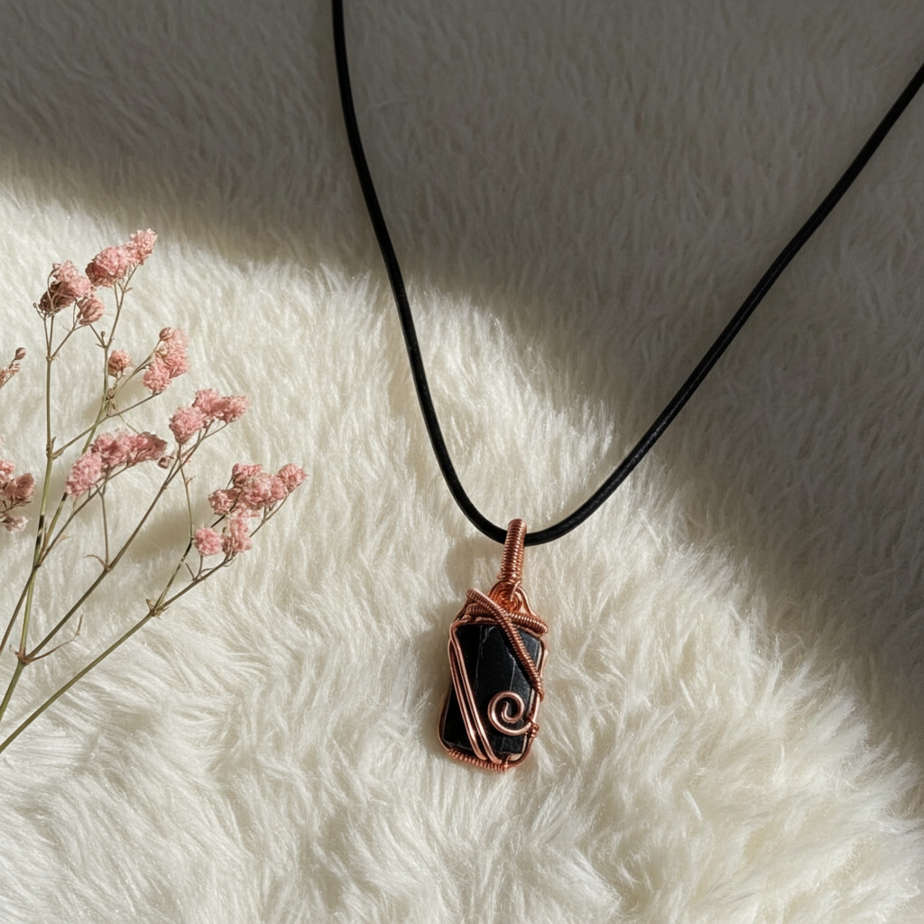 Black Tourmaline Wire Wrapped Pendant