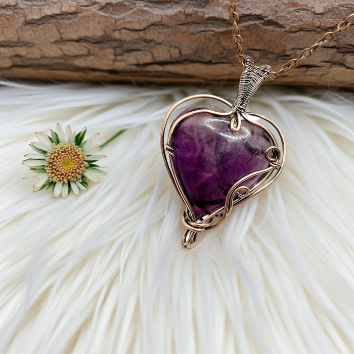 Purple Fluorite Heart Shaped Pendant - Connie’s Crystals 